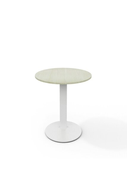 Rackhams Round Wooden Top Coffee Table with Metal Base - White - image 1