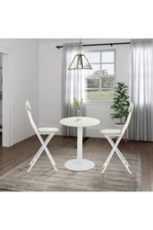 Rackhams Round Wooden Top Coffee Table with Metal Base - White - thumbnail 4