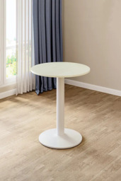 Rackhams Round Wooden Top Coffee Table with Metal Base - White - thumbnail 2