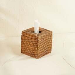 Rackhams Square Rattan Tissue Cover - Wicker Tissue Boxes - Dark Brown - thumbnail 1