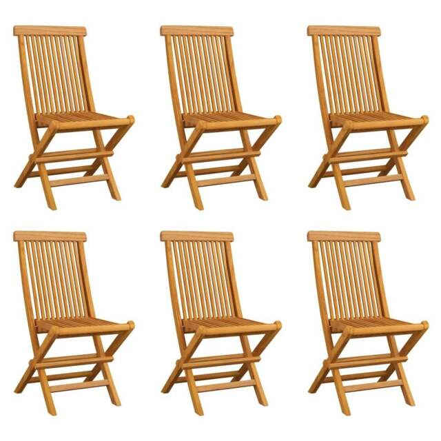 Rackhams Folding Garden Chairs 6 pcs Solid Teak Wood