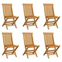 Rackhams Folding Garden Chairs 6 pcs Solid Teak Wood - Brown - Fine sanded teak hard wood with waterbase finish