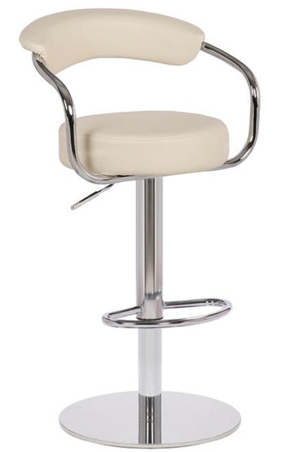 Rackhams Zenith Deluxe Kitchen Bar Stool, Footrest, Height Adjustable Swivel Gas Lift, Home Bar & Breakfast Barstool, Faux-Leather, Cream - image 1