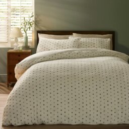 Rackhams Cosy Spot Fleece Duvet Cover Set Cream - Double - Cream