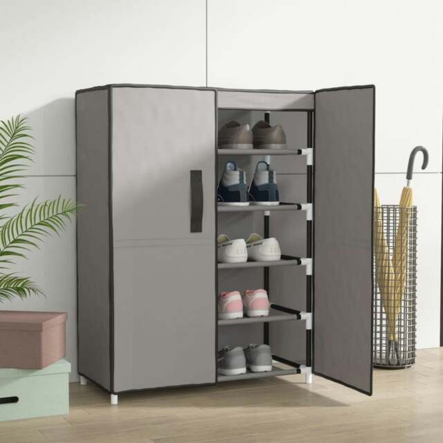 Rackhams Shoe Cabinet Grey 60x28x90 cm Fabric