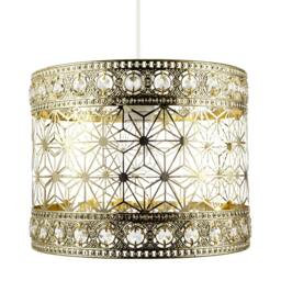 Rackhams Moroccan Pendant Light Shade in Polished Gold with Clear Acrylic Beads - thumbnail 4