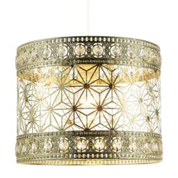 Rackhams Moroccan Pendant Light Shade in Polished Gold with Clear Acrylic Beads - thumbnail 2