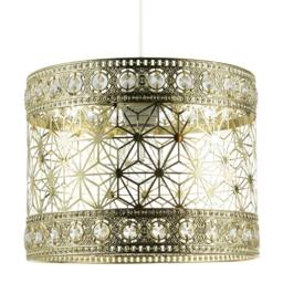 Rackhams Moroccan Pendant Light Shade in Polished Gold with Clear Acrylic Beads - thumbnail 1