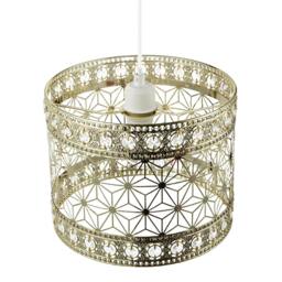 Rackhams Moroccan Pendant Light Shade in Polished Gold with Clear Acrylic Beads - thumbnail 3
