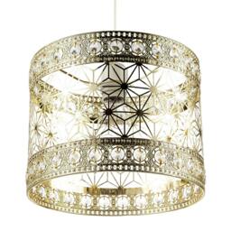 Rackhams Moroccan Pendant Light Shade in Polished Gold with Clear Acrylic Beads - thumbnail 5