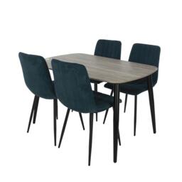 Rackhams Aspen Dining Set - Grey-Oak Effect Rectangular Table & 4 Straight Stitch Fabric Chairs - Natural - thumbnail 3