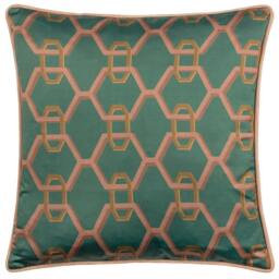 Rackhams Carnaby Satin Chain Geometric Cushion Cover - Teal - 45cm x 45cm - Teal - 100% Polyester - thumbnail 1
