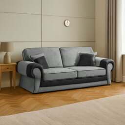 Rackhams Portland Mixed Fabric Cord 3 Seater - Black and Grey - thumbnail 1