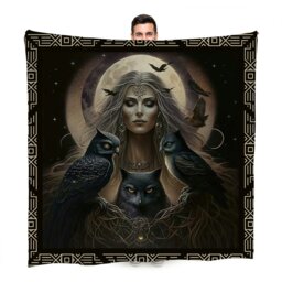 Rackhams Owl Goddess Luxury Fleece Throw - Large Size 150cm x 150cm - thumbnail 2