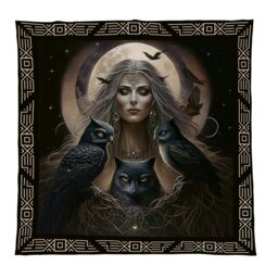 Rackhams Owl Goddess Luxury Fleece Throw - Large Size 150cm x 150cm - thumbnail 1