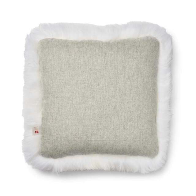 Rackhams Long-Wool Sheepskin Cushion - 52x52 cm - Silver/Ivory - image 1