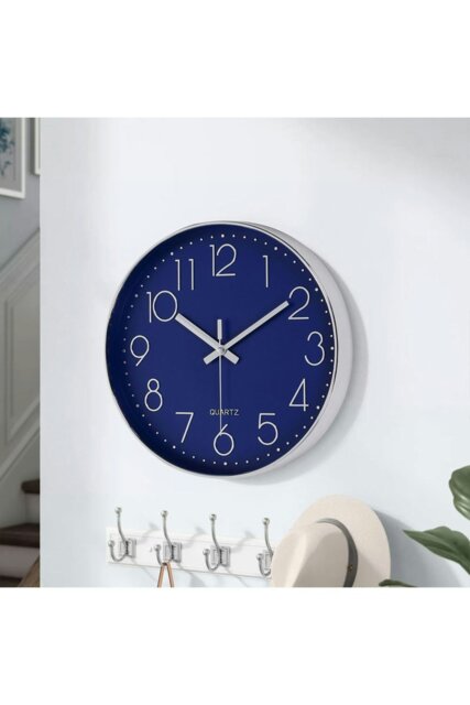 Rackhams 12 Blue Inch Non-Ticking Wall Clock - Blue - image 1