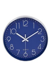 Rackhams 12 Blue Inch Non-Ticking Wall Clock - Blue - thumbnail 4
