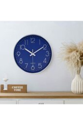 Rackhams 12 Blue Inch Non-Ticking Wall Clock - Blue - thumbnail 2