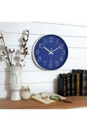 Rackhams 12 Blue Inch Non-Ticking Wall Clock - Blue - thumbnail 3