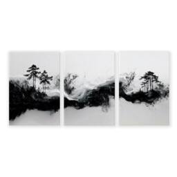 Rackhams Modern Wall Art For Living Room - Set of 3 Asian Inspired Wall art Prints - 16 x 22 inches / 40.65 cm x 56 cm - Polyester Canvas 260 gsm - Canvas wrapped