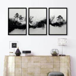 Rackhams Modern Wall Art For Living Room - Set of 3 Asian Inspired Wall art Prints - 16 x 22 inches / 40.65 cm x 56 cm - Polyester Canvas 260 gsm - Canvas wrapped - thumbnail 3