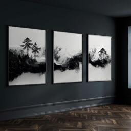 Rackhams Modern Wall Art For Living Room - Set of 3 Asian Inspired Wall art Prints - 16 x 22 inches / 40.65 cm x 56 cm - Polyester Canvas 260 gsm - Canvas wrapped - thumbnail 4