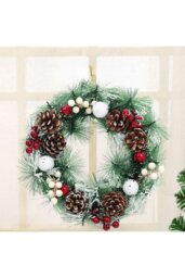 Rackhams 32cm Snow Flocked Christmas Artificial Wreath with Classical Xmas Ornaments - thumbnail 2