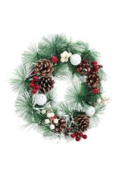 Rackhams 32cm Snow Flocked Christmas Artificial Wreath with Classical Xmas Ornaments - thumbnail 4