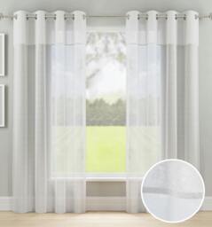 "Rackhams Textured Fabric Header Voile Panels Pair with Eyelet Header - Cream - 55"" (140cm) Width x 54"" (137cm) Drop" - thumbnail 3