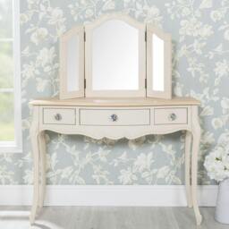 Rackhams Juliette French Dressing Table with Drawers and Crystal Handles - Champagne, Cream - thumbnail 5