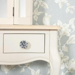 Rackhams Juliette French Dressing Table with Drawers and Crystal Handles - Champagne, Cream - thumbnail 4