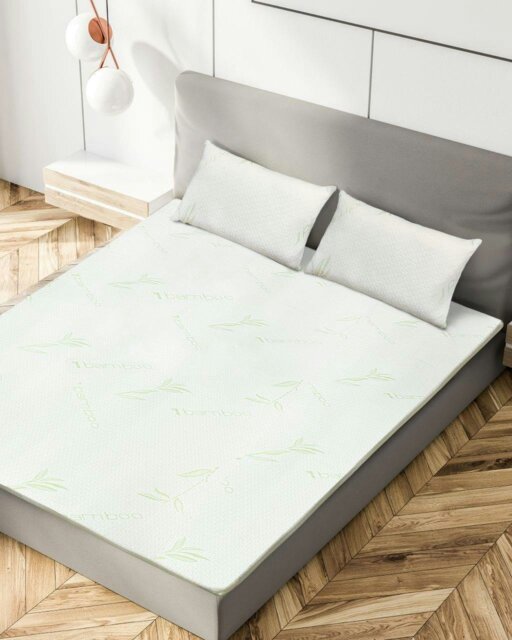 Rackhams Memory Foam Mattress Topper With Organic Bamboo Cover 2cm Deep - Natural - Single - image 1