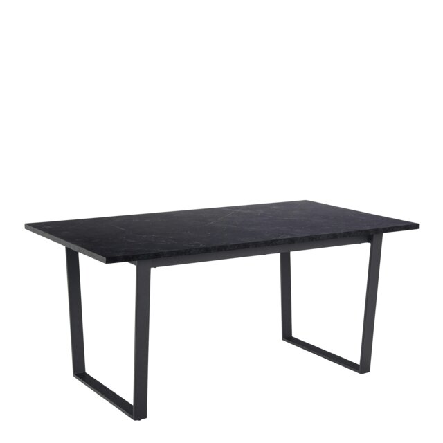 Rackhams Amble Dining Table with Black Marble Melamine Top & Black Legs - Black - No - Black - image 1