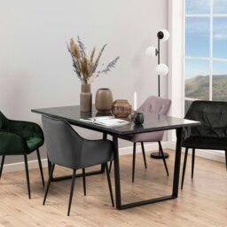 Rackhams Amble Dining Table with Black Marble Melamine Top & Black Legs - Black - No - Black - thumbnail 3