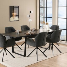Rackhams Amble Dining Table with Black Marble Melamine Top & Black Legs - Black - No - Black - thumbnail 5