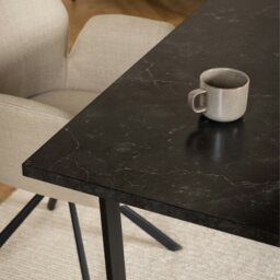 Rackhams Amble Dining Table with Black Marble Melamine Top & Black Legs - Black - No - Black - thumbnail 6