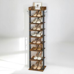 Rackhams 9 Tier Shoe Rack Narrow Brown - thumbnail 6