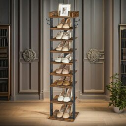 Rackhams 9 Tier Shoe Rack Narrow Brown - thumbnail 5