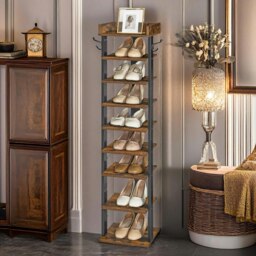 Rackhams 9 Tier Shoe Rack Narrow Brown - thumbnail 4