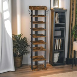 Rackhams 9 Tier Shoe Rack Narrow Brown - thumbnail 3