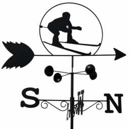 Rackhams Skier Weathervane, All-Steel Black Painted Weather Vane With Wall Fixings and Ground Spike, Quick Self-Assembly