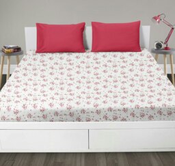 Rackhams Boutique Floral Cotton Blen Pink Fitted Sheet - Pink - King