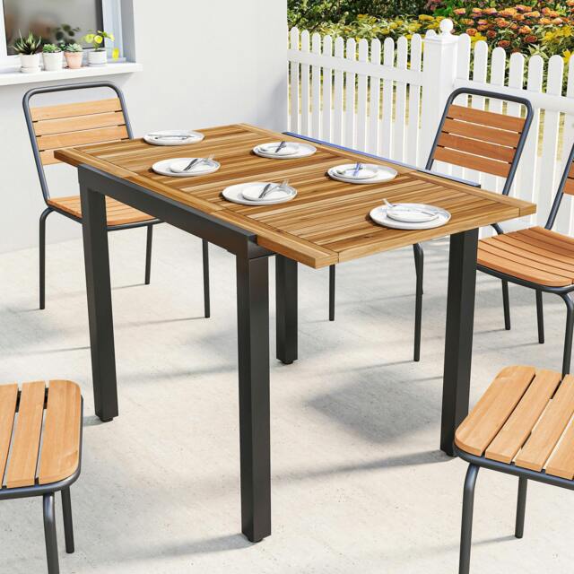 Rackhams Patio Dining Table Expandable 80-120 cm - 1 - 120 x 70 x 75 cm (expanded), 80 x 70 x 75 cm (retracted) - 70 cm - image 1