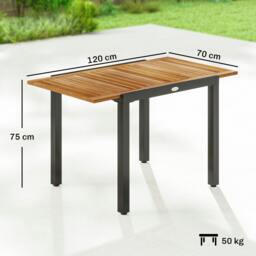Rackhams Patio Dining Table Expandable 80-120 cm - 1 - 120 x 70 x 75 cm (expanded), 80 x 70 x 75 cm (retracted) - 70 cm - thumbnail 3