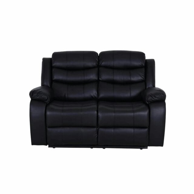 Rackhams Roma Leather Black Sofa 3+2 Seater Recliner Sofa in Black - 2 Seater
