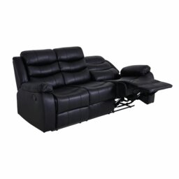 Rackhams Roma Leather Black Sofa 3+2 Seater Recliner Sofa in Black - 2 Seater - thumbnail 6