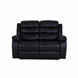 Rackhams Roma Leather Black Sofa 3+2 Seater Recliner Sofa in Black - 2 Seater - thumbnail 1