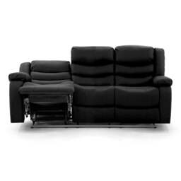 Rackhams Roma Leather Black Sofa 3+2 Seater Recliner Sofa in Black - 2 Seater - thumbnail 4