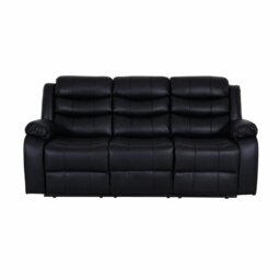 Rackhams Roma Leather Black Sofa 3+2 Seater Recliner Sofa in Black - 2 Seater - thumbnail 3